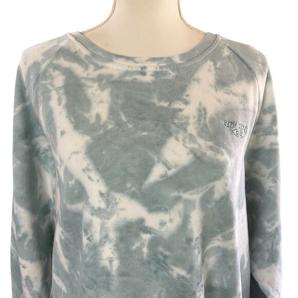 Rip Curl Twin Fin Sweatshirt Size Medium Light Blue White Tie-Dye Crew Neck Top - Picture 5 of 10